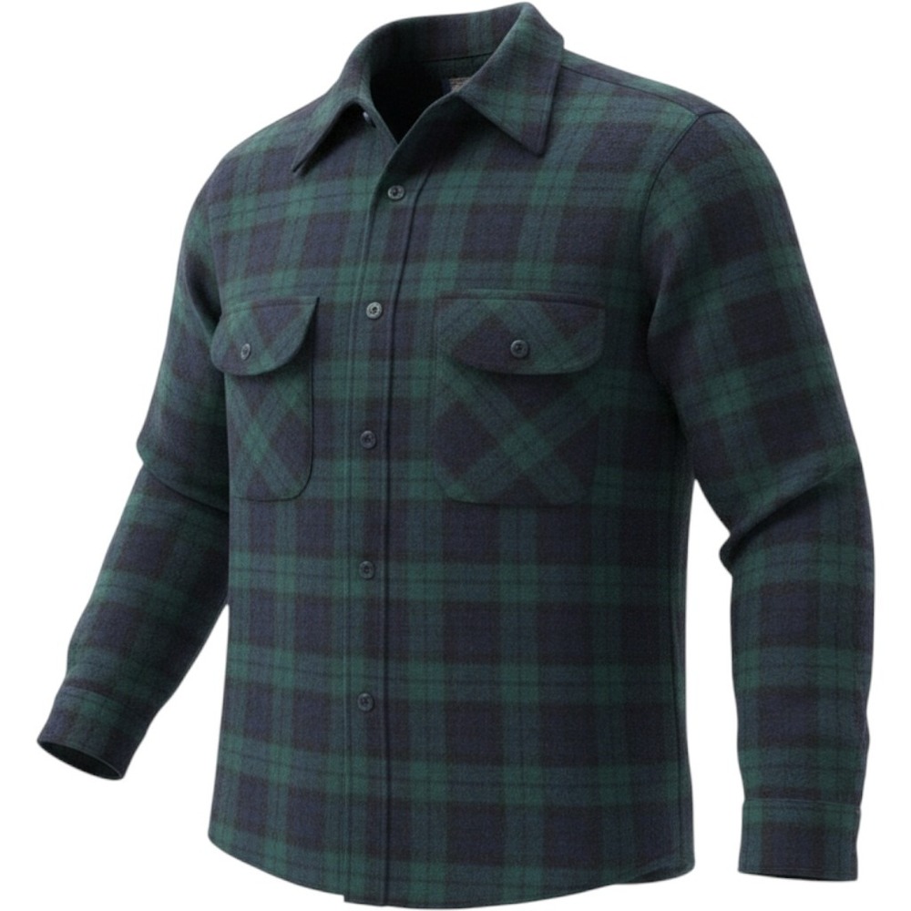 Vintage 70s Pendleton Wool Board Shirt Mens L Black Watch Tartan Plaid Flannel